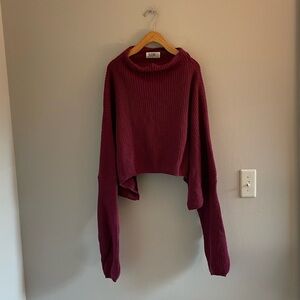 Women seek the label red oversized cowl sweater small